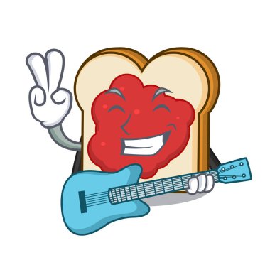 Gitar ekmeğine reçel maskot karikatür ile