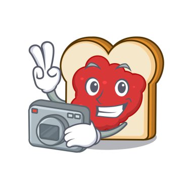 Fotoğrafçı ekmek reçel maskot karikatür ile