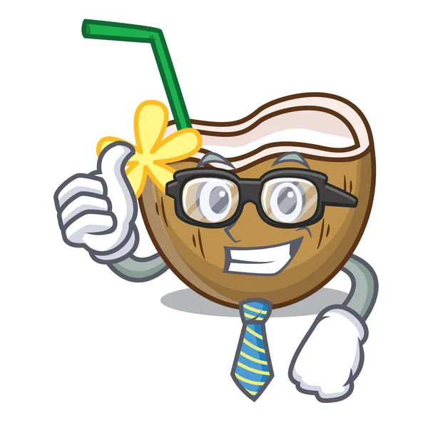 Businessman cocktail karakter kelapa kartun - Stok Vektor