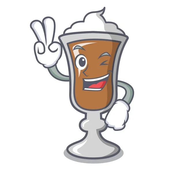 Zwei Finger irischen Kaffee Charakter Cartoon — Stockvektor
