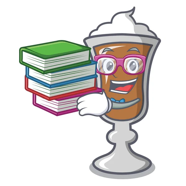 Öğrenci kitap İrlandalı kahve maskot karikatür ile