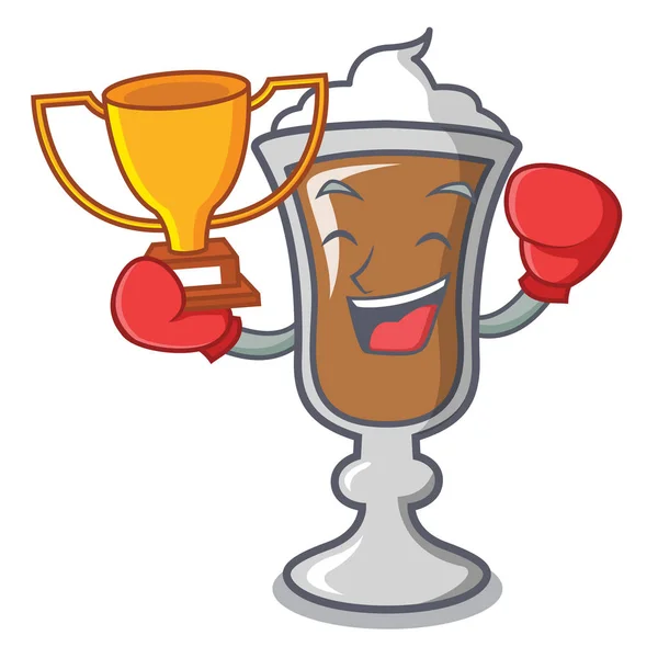Boxsieger irischer Kaffee-Maskottchen-Cartoon — Stockvektor