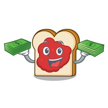 Para çantası ekmeğine reçel maskot karikatür ile