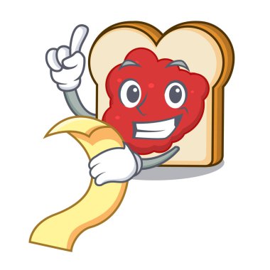 Menü ekmeğine reçel maskot karikatür ile