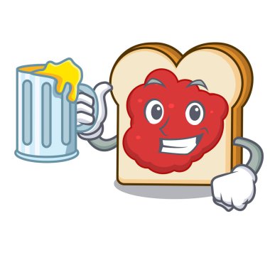 Suyu ekmeğine reçel maskot karikatür ile