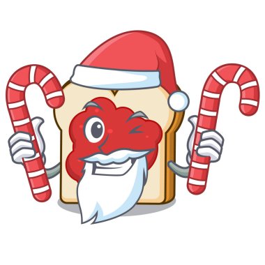 Santa reçel maskot karikatür ile şeker ekmek ile