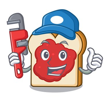 Tesisatçı ekmek reçel maskot karikatür ile