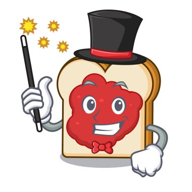 Sihirbaz ekmek reçel maskot karikatür ile