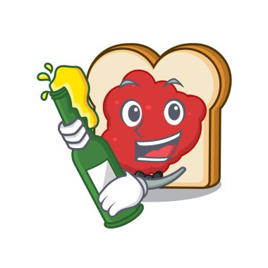 Bira ekmeğine reçel maskot karikatür ile