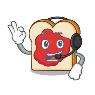 Kulaklık ekmeğine reçel maskot karikatür ile