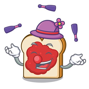 Ekmek reçel maskot karikatür ile hokkabazlık