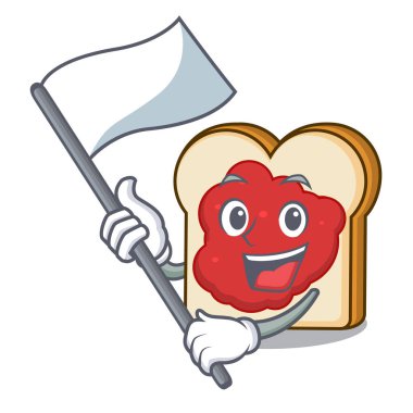 Bayrak ekmeğine reçel maskot karikatür ile