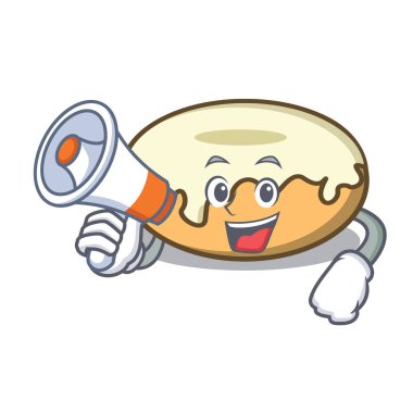 Şeker karakter karikatür ile megafon çörek ile