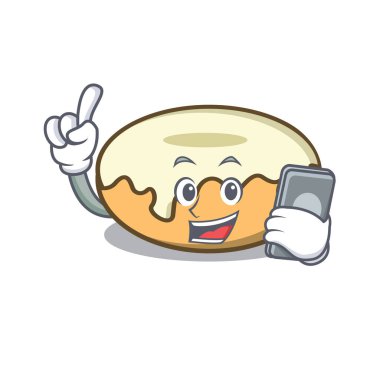 Telefon çörek ile şeker karakter karikatür ile