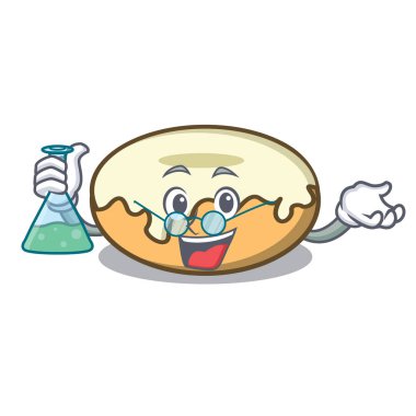 Profesör çörek şeker karakter karikatür vektör çizim ile