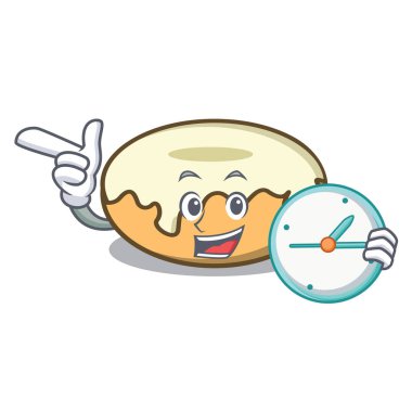 Saat çörek ile şeker karakter karikatür ile