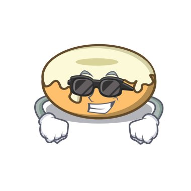 Şeker karakter karikatür ile süper cool çörek