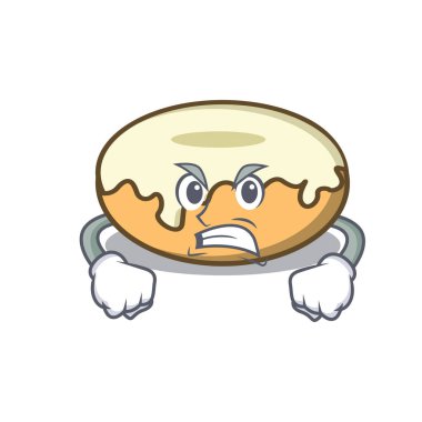 Şeker maskot karikatür ile kızgın çörek