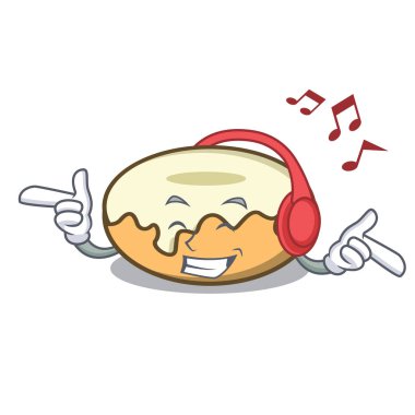 Dinleme müzik çörek şeker maskot karikatür ile