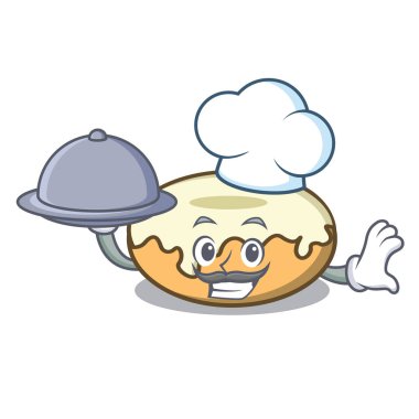 Şef ile gıda çörek şeker maskot karikatür ile