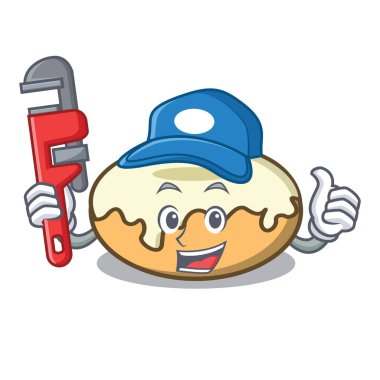 Tesisatçı çörek şeker maskot karikatür ile