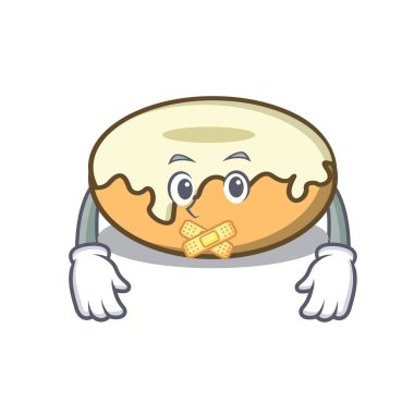 Şeker maskot karikatür ile sessiz çörek