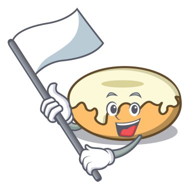 Bayrak çörek ile şeker maskot karikatür ile