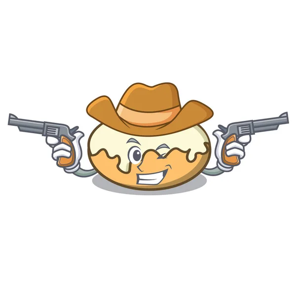 Donut vaquero con personaje de azúcar de dibujos animados — Vector de stock