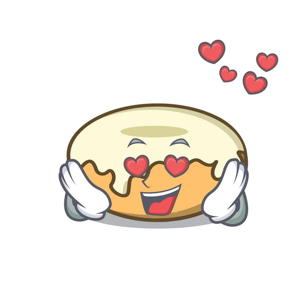 Dans l'amour beignet avec du sucre mascotte dessin animé — Image vectorielle