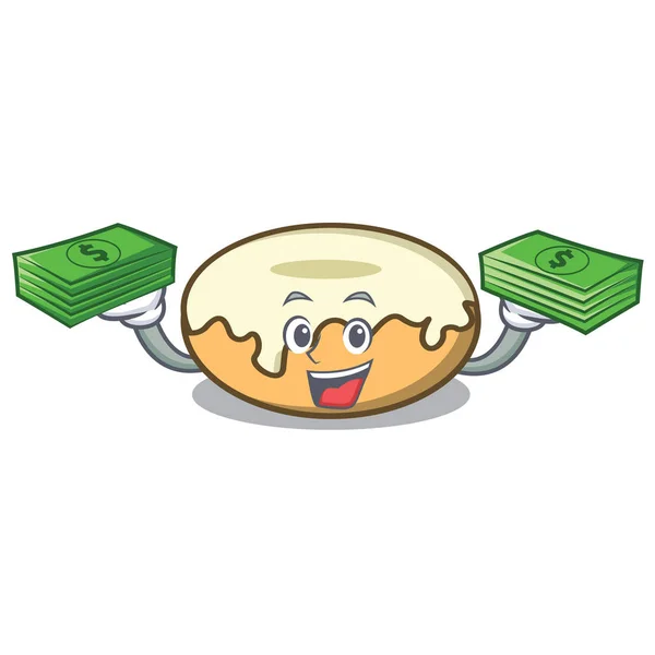 与金钱袋子甜甜圈与糖吉祥物卡通 — 图库矢量图片