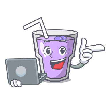 Dizüstü berry güler yüzlü karakter karikatür ile