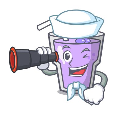 Denizci dürbün berry güler yüzlü maskot karikatür ile