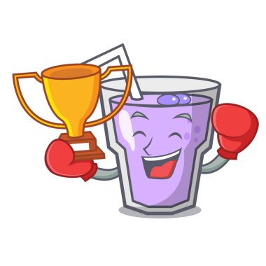 Kazanan berry güler yüzlü maskot karikatür boks