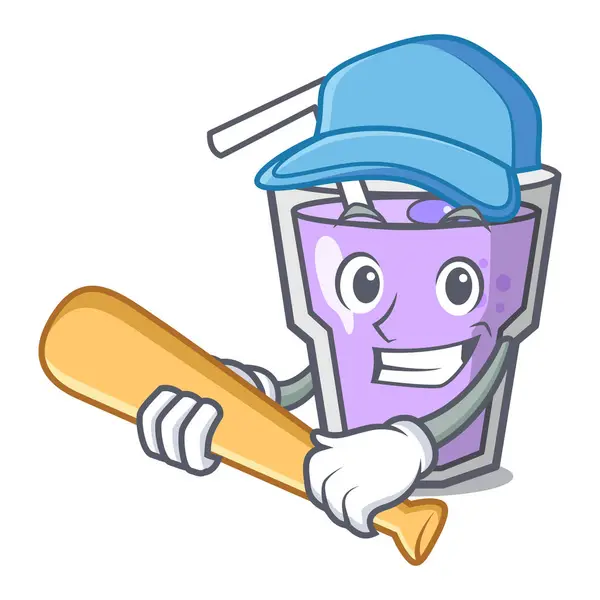 Jouer au baseball berry smoothie personnage dessin animé — Image vectorielle