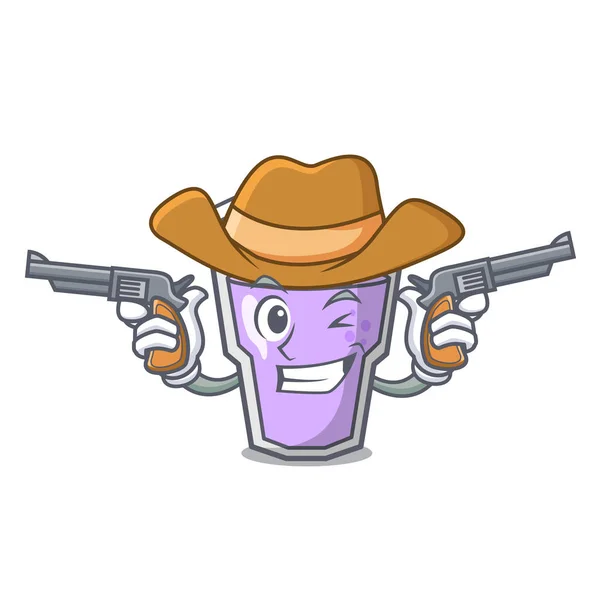 Baya vaquero smoothie personaje de dibujos animados — Vector de stock