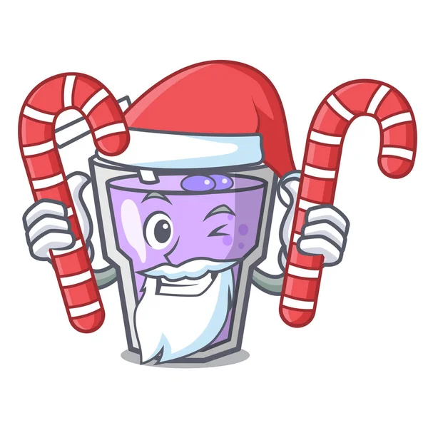 Weihnachtsmann mit Süßigkeiten-Smoothie-Maskottchen Karikatur — Stockvektor