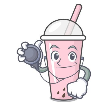 Doktor ahududu kabarcık çay karakter karikatür