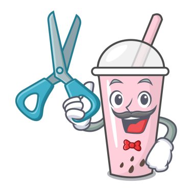 Kuaför ahududu kabarcık çay karakter karikatür