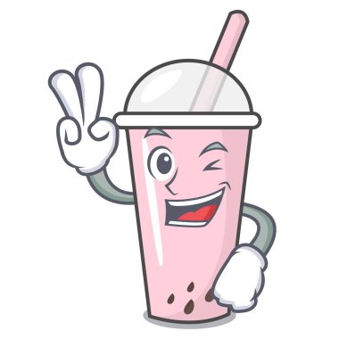 İki parmak ahududu kabarcık çay karakter karikatür