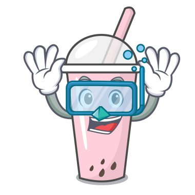 Ahududu kabarcık çay karakter karikatür dalış