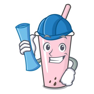 Mimar ahududu kabarcık çay karakter karikatür