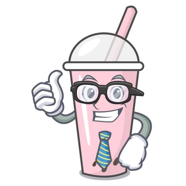 İşadamı ahududu kabarcık çay karakter karikatür