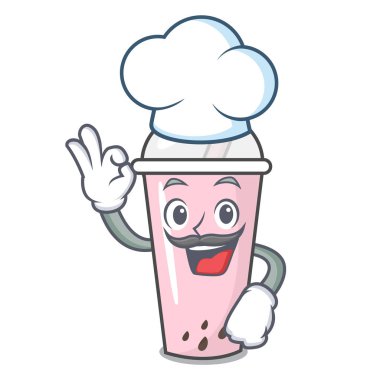 Şef ahududu kabarcık çay karakter karikatür