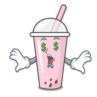 Para göz ahududu kabarcık çay karakter karikatür