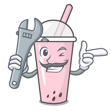 Mekanik ahududu kabarcık çay karakter karikatür