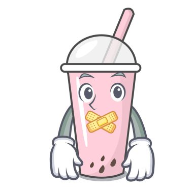 Sessiz ahududu kabarcık çay karakter karikatür