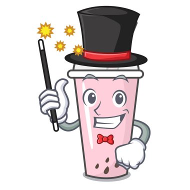 Sihirbaz ahududu kabarcık çay karakter karikatür