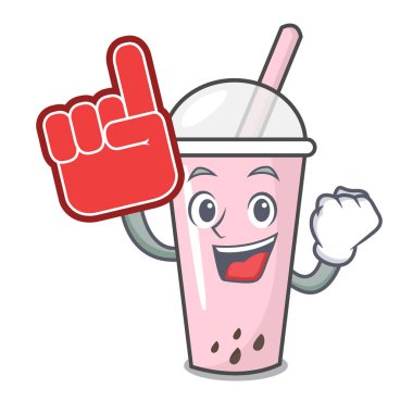 Köpük parmak ahududu kabarcık çay karakter karikatür