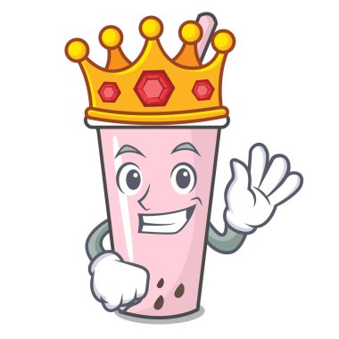 Kral ahududu kabarcık çay karakter karikatür