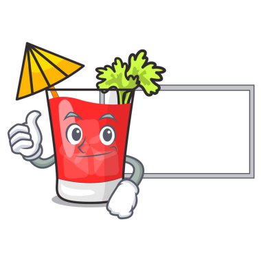 Başparmak yukarıya kurulu bloody mary karakter karikatür ile